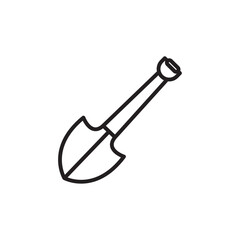 Shovel icon Thin line flat illustration