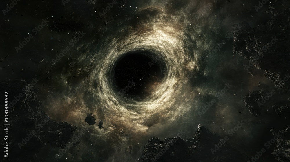 Poster a stunning wormhole opens in deep space, revealing a glimpse into the mysteries of the universe beyo