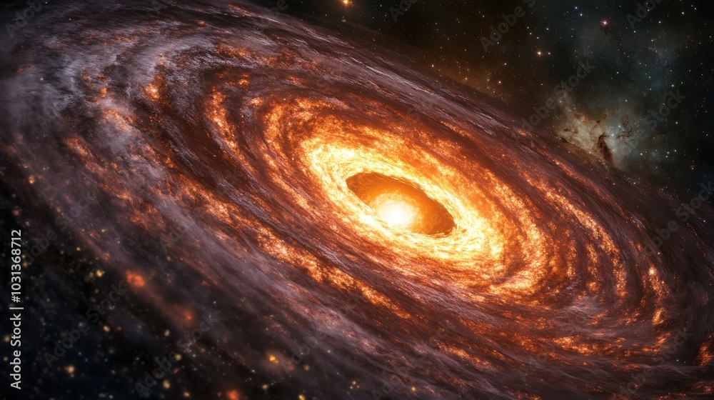 Poster supermassive black hole at the center of a galaxy distorting time and space in a cosmic dance of gra