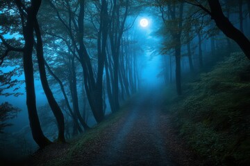 Fototapeta premium Moonlit Forest Path.