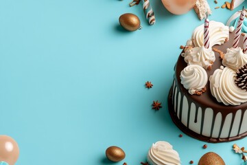 Vintage-style birthday party postcard, with faded colors and nostalgic decor