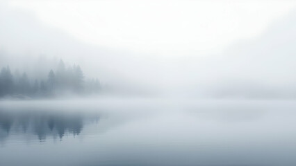 Fototapeta premium Serene Misty Lake Landscape at Dawn