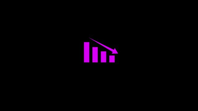 Financial business Loss down graph chart. business loss concept. Animated business loss falling down graphs icon