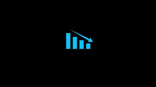 Financial business Loss down graph chart. business loss concept. Animated business loss falling down graphs icon