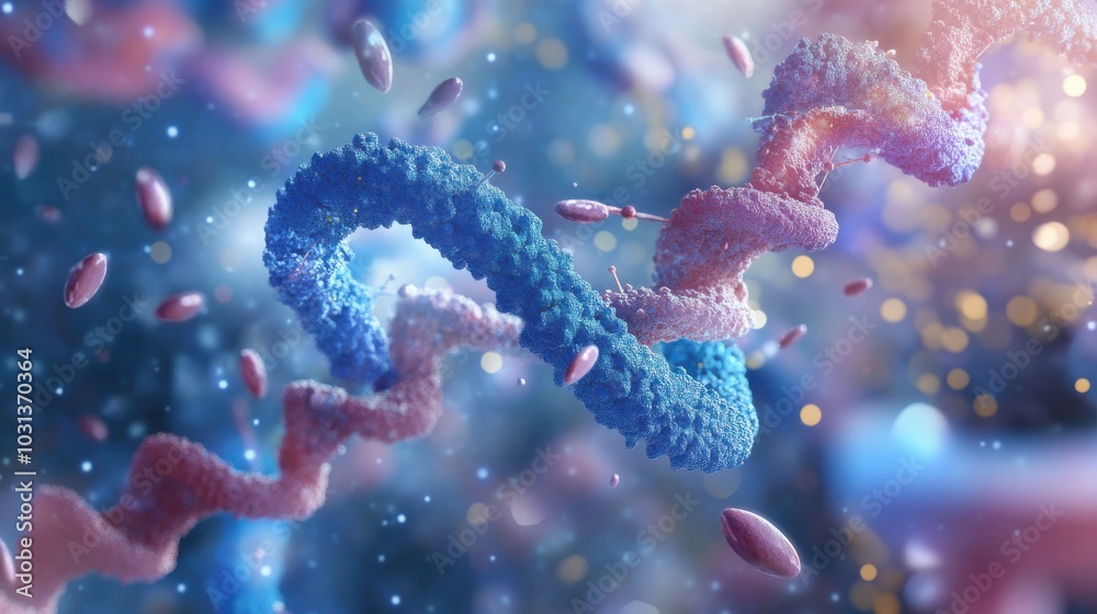 Poster A fun cartoon illustrating a protein structure with exaggerated alpha helix and beta sheets for educational purposes