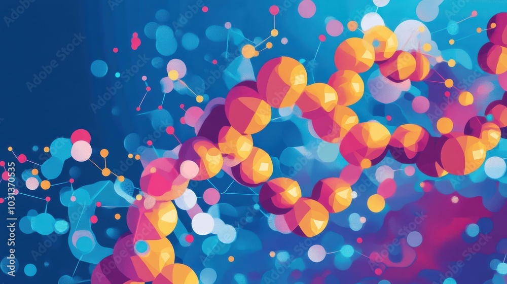 Poster A colorful cartoon representation of protein structure highlighting alpha helix and beta sheets in an educational design for biology learners