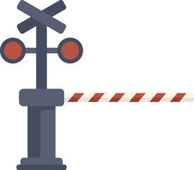 Closed railroad crossing signal is warning drivers about approaching train