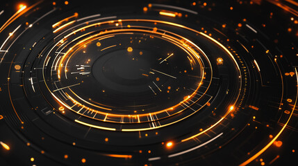 Obraz premium Abstract black background with Colorful circle lines. Digital future technology . Abstract business connection of lines from nodes innovation of communication in the network.
