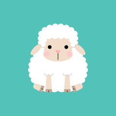 Cute cartoon sheep character. Vector illustration.
