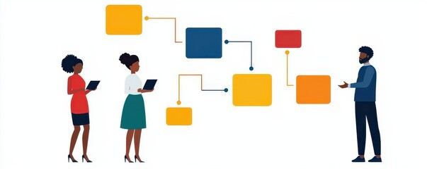 Fototapeta premium Influencer marketing strategy flowchart, showing the process from identifying influencers to postcampaign analysis