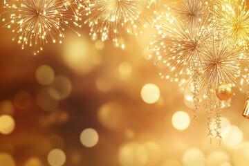 Vector holiday festival golden firework