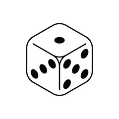Dice cube icon. Six sided dice symbol isolated on white background. Vector illustration.