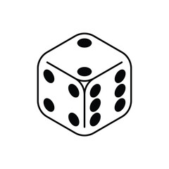 Dice cube icon. Six sided dice symbol isolated on white background. Vector illustration.