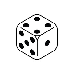 Dice cube icon. Six sided dice symbol isolated on white background. Vector illustration.