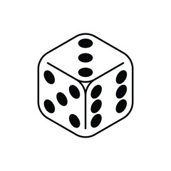 Dice cube icon. Six sided dice symbol isolated on white background. Vector illustration.