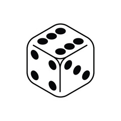 Dice cube icon. Six sided dice symbol isolated on white background. Vector illustration.