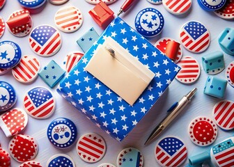 Obraz premium Election Day Vote Buttons and Stickers for Fashion Photography