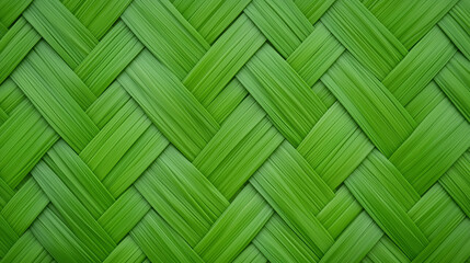 A close-up image of a woven texture with green strands.