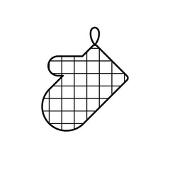 Oven mitt with square pattern icon. Cooking glove icon symbol in line and flat style isolated on white background. Vector illustration.