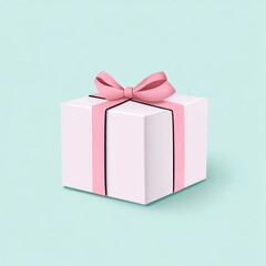 Obraz premium A pastel-colored gift box with a pink bow, symbolizing celebration and giving.