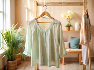 Elegant Blouse on a Hanger in a Brightly Lit Boutique for Fashion Enthusiasts