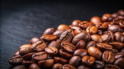 Naklejka premium Close-up of coffee beans on black table background