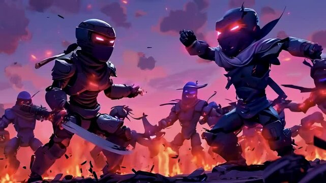 Ninja Friends Fight Evil Robot Army