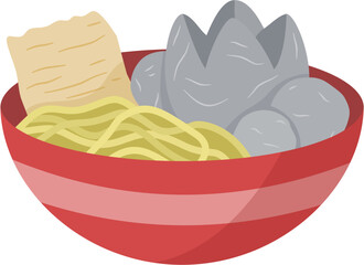Indonesian traditional food bakso. Street food. Vector format file