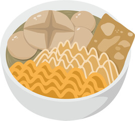 Indonesian traditional food bakso. Street food. Vector format file