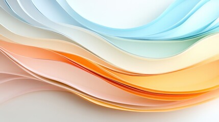 Obraz premium Colorful abstract waves in soft pastel shades, on a white isolate background.