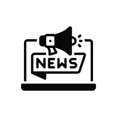 Black solid icon for news