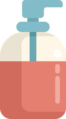 Plastic dispenser bottle containing pink liquid soap for hand wash and disinfection