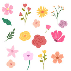 clipart sticker set of various kinds of flowers