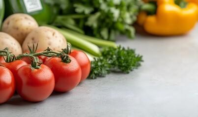 Fresh organic raw vegetables are on a table, Generative AI