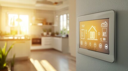 Smart home automation system controlling various devices in modern kitchen