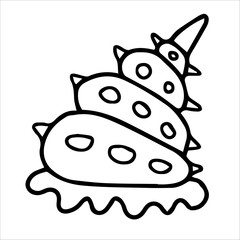 Illustration  Shell Line Art Coloring Page