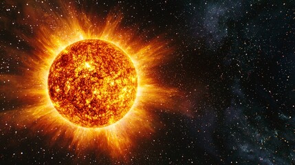 A stunning view of the sun in outer space with cosmic background