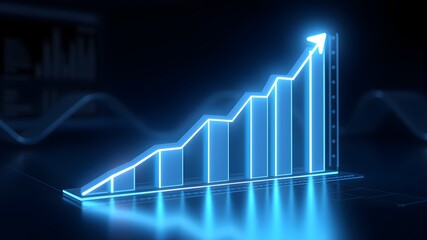 Business Performance Growth Chart with Futuristic Glow