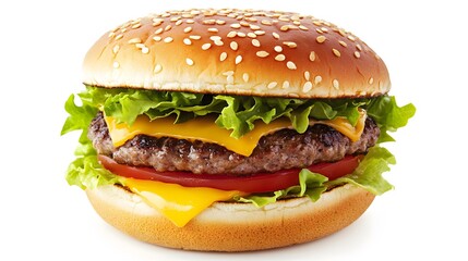 Juicy hamburger on white background. 
