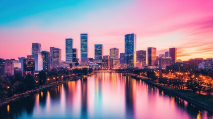 Obraz premium city skyline at dusk