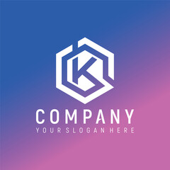 letter k hexagon logo design element vector template