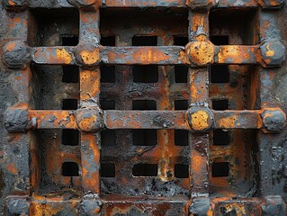 Rusty Metal Window Grate Texture