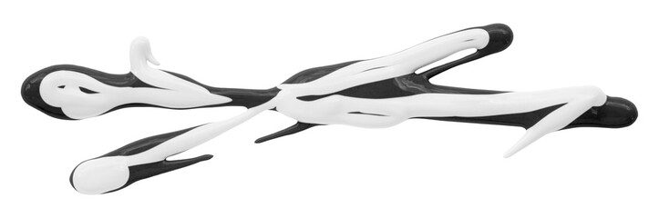 black watercolor drop zigzag isolated on transparent background