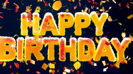 Dynamic Explosion of Colorful Confetti with Happy Birthday Message