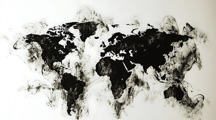 Fototapeta premium World Map Smoke Abstract Art