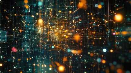 Abstract digital nodes and network pathways, reflecting the interconnected world of technological progress.