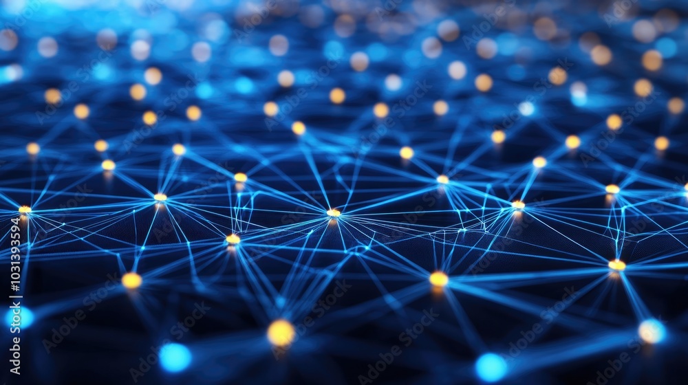 Poster abstract network of interconnected nodes and data lines, illustrating the concept of digital connect