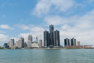 Fototapeta premium Photo of Detroit downtown, Michigan, on a summer day