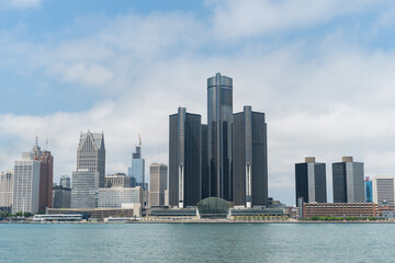 Fototapeta premium Photo of Detroit downtown, Michigan, on a summer day