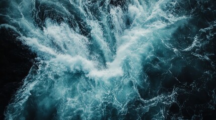 Naklejka premium Dynamic ocean waves with frothy white crests and deep blue hues.